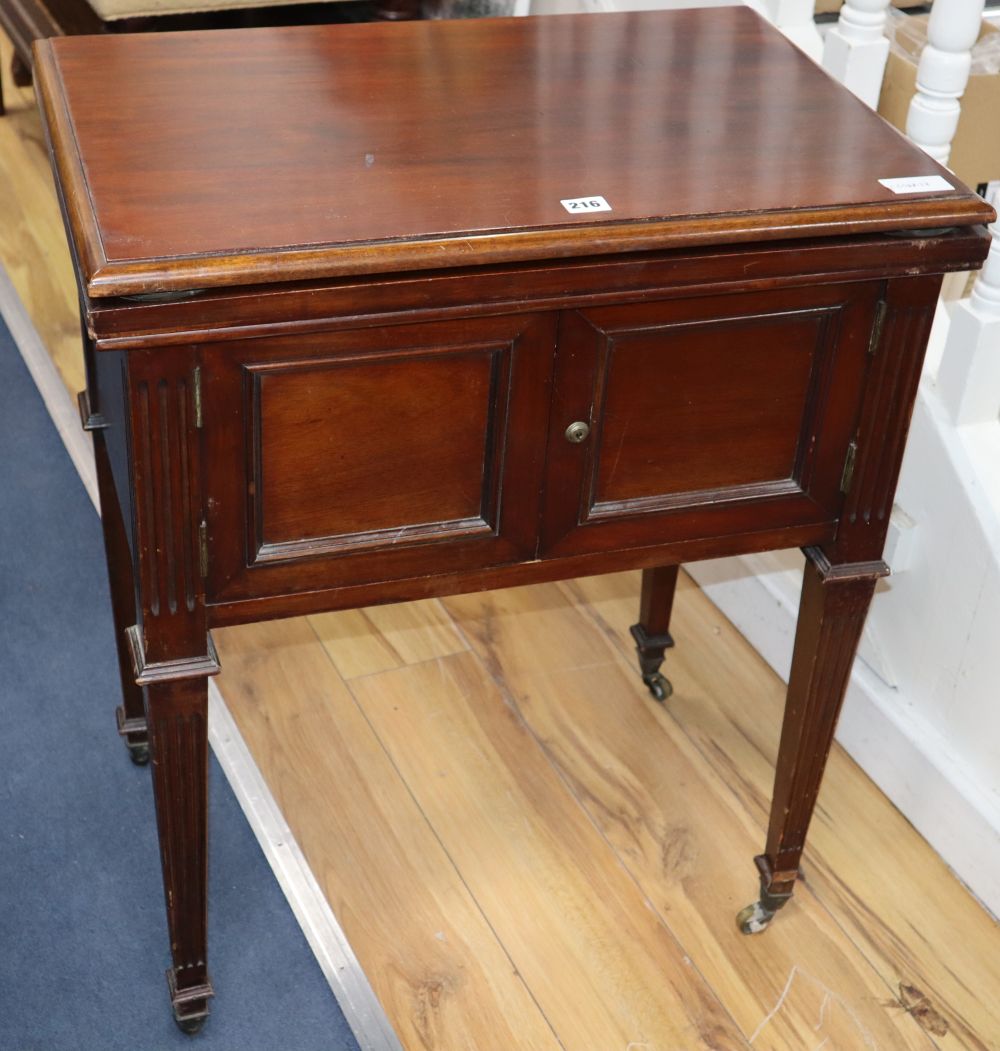 An early 20th century mahogany card table / cabinet, W.65cm